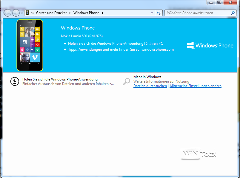 Hinweis auf Windows Phone-Anwendung