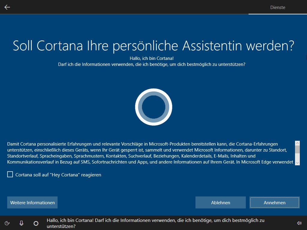 Cortana abschalten