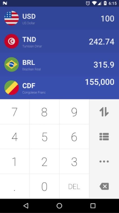 Screenshot der Währungsrechner-App Easy Currency