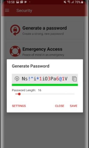 Password-Generator in der LastPass Passwort Manager Android App
