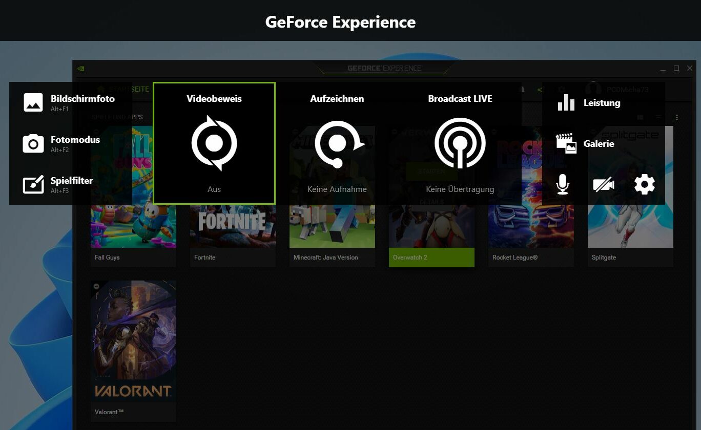 Leistung Nvidia Experience