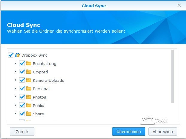 Ordnerauswahl Cloud Sync
