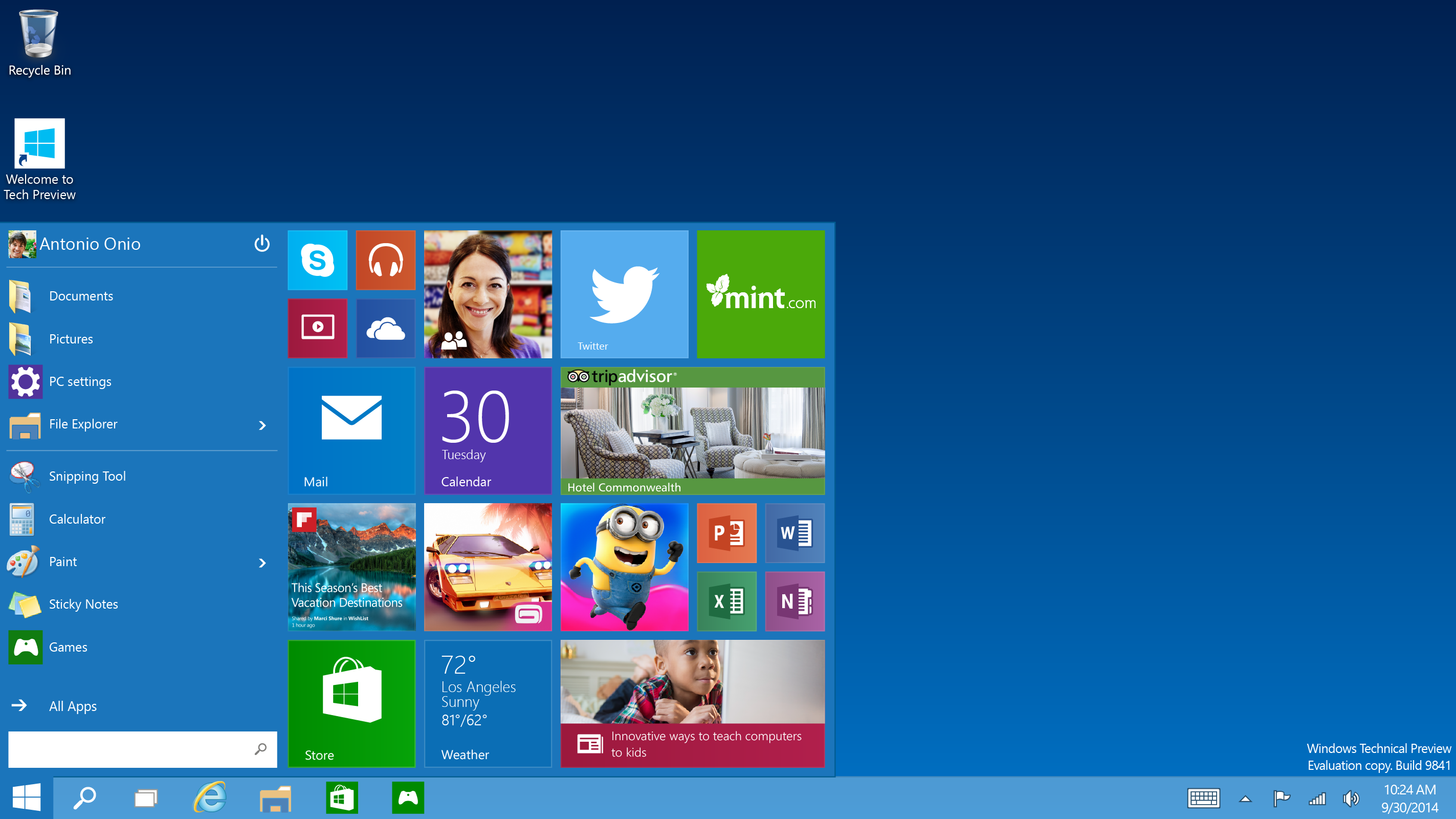 Startmenü Windows 10