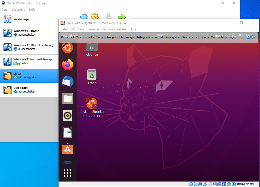 Unbuntu unter Windows in der VirtualBox Windows vs Linux es geht auch gemeinsam
