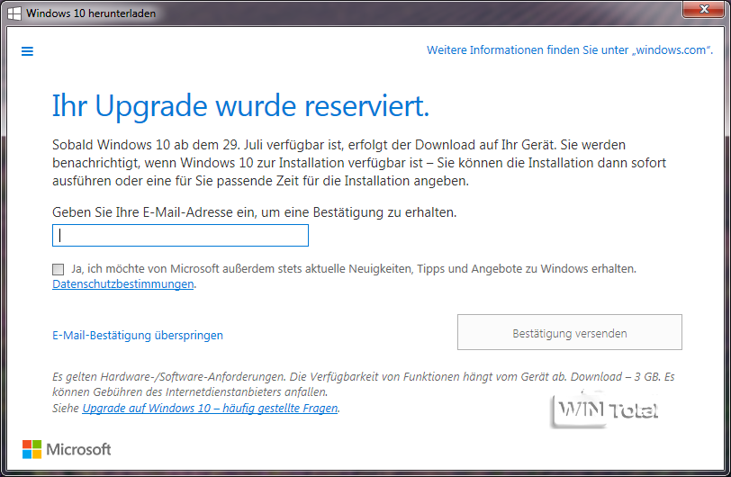 Windows 10 Benachrichtigung