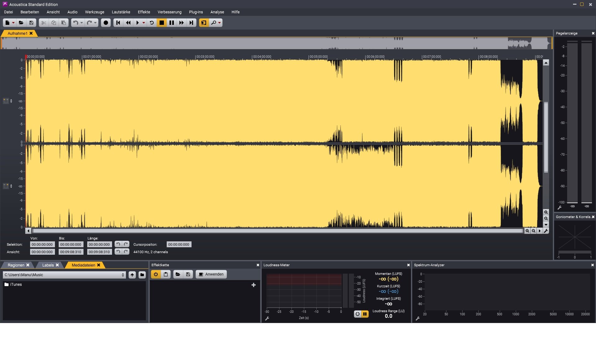 Screenshot Audio bearbeiten mit Acoustica