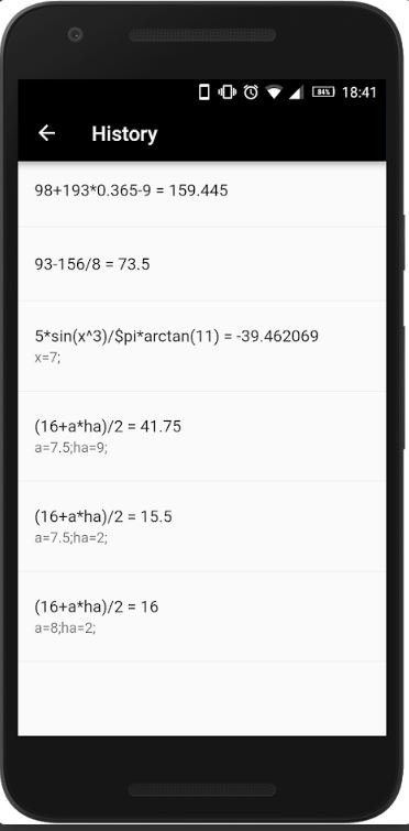 Screenshot der Kalkules Taschenrechner-App
