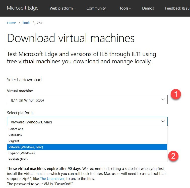 Download virtual machines