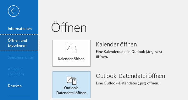 Outlook-Datendatei öffnen