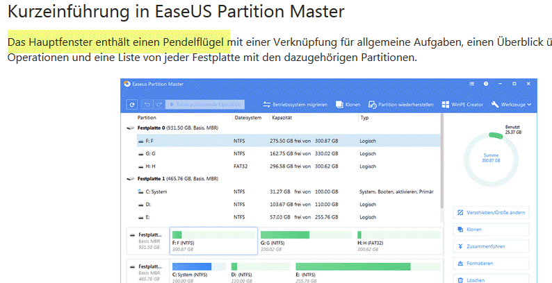 EaseUS Partition Master Onlinehandbuch