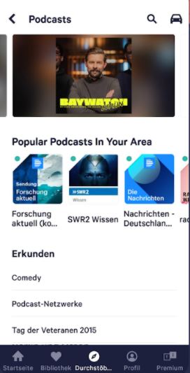 Screenshot der App TuneIn Radio