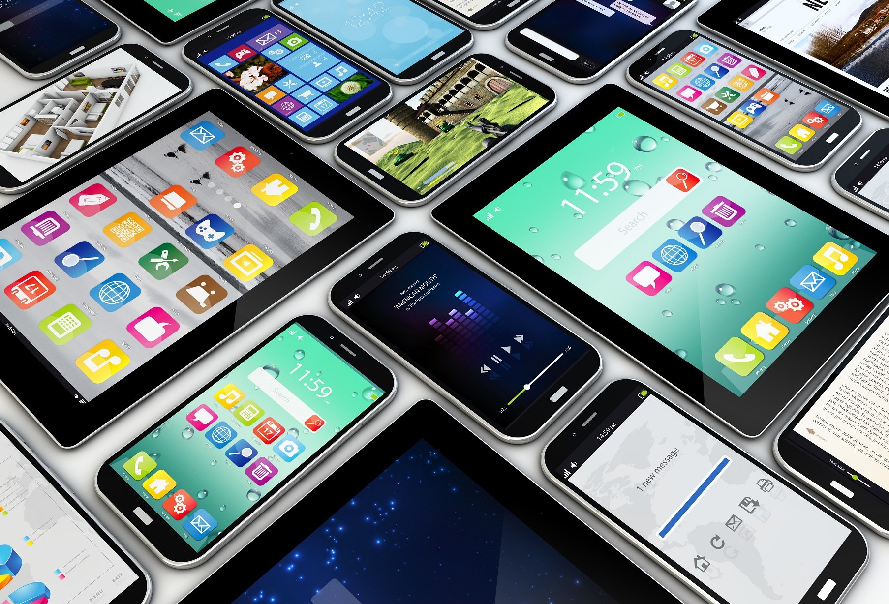 Verschiedenen Smartphones und Tablets